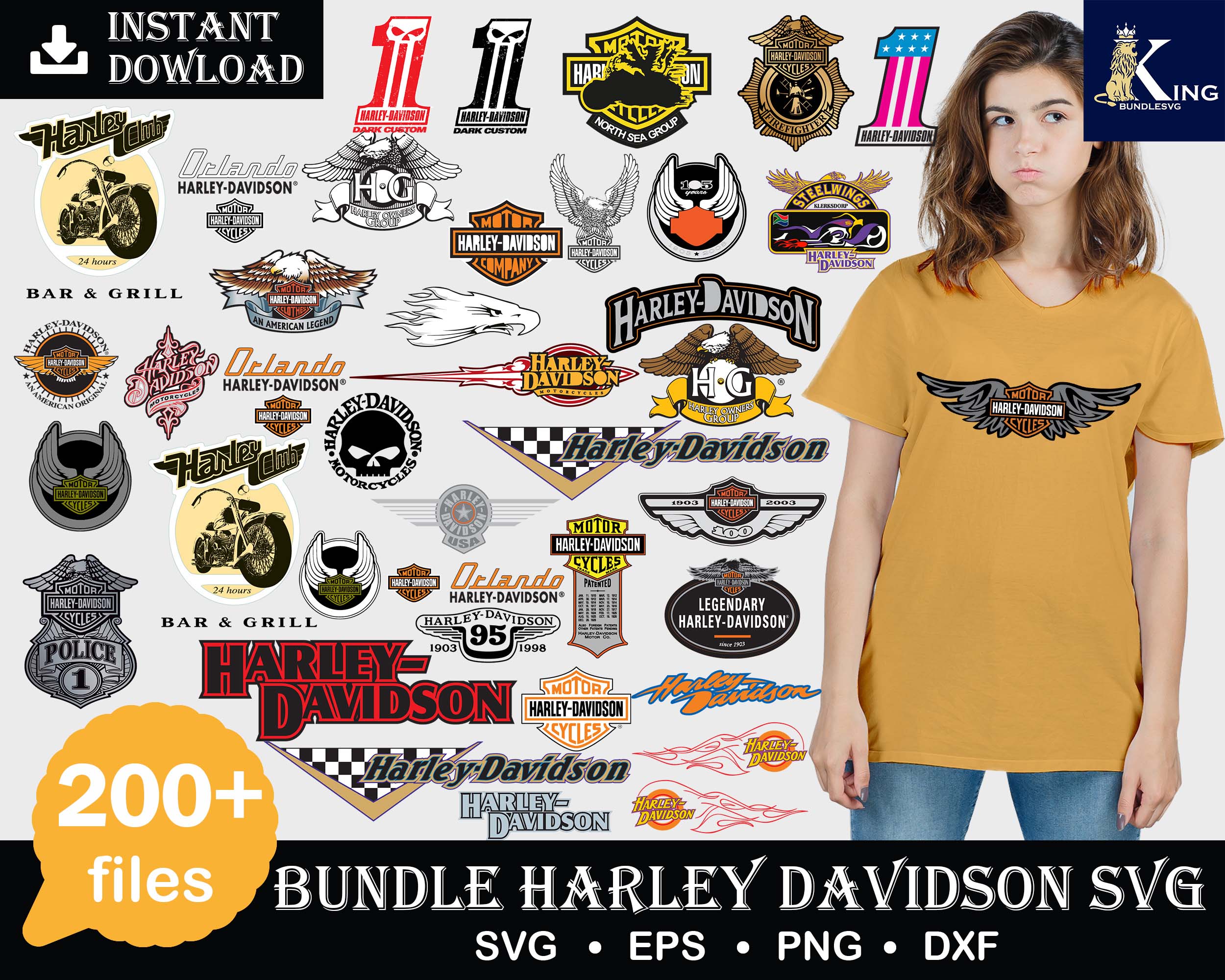 200 file Harley Davidson svg, bundle harley davidson svg, Di Inspire