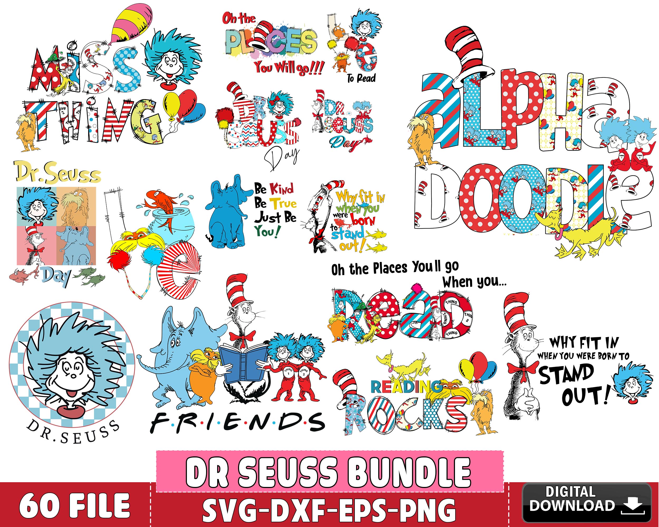 60 file dr seuss bundle svg, Dr seuss svg, cat in the hat sv | Inspire ...