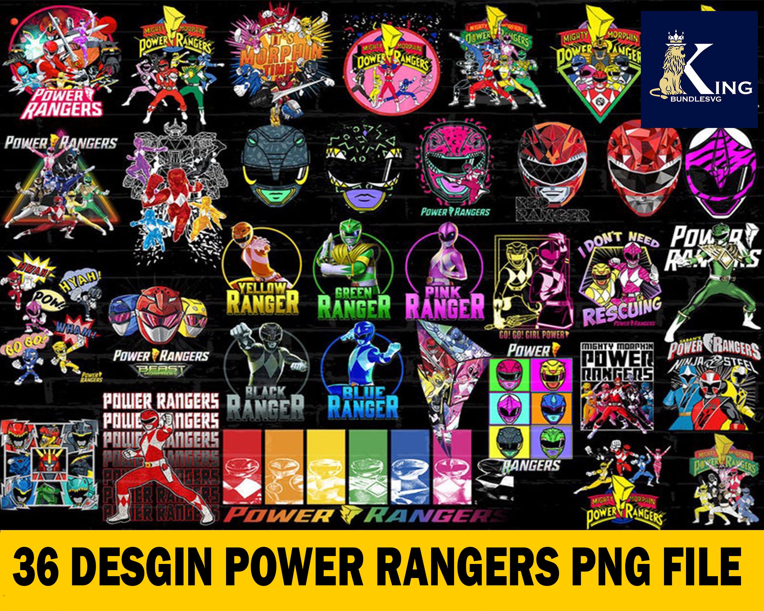 Power Rangers png Bundle , 36 desgin power rangers , Printab | Inspire ...
