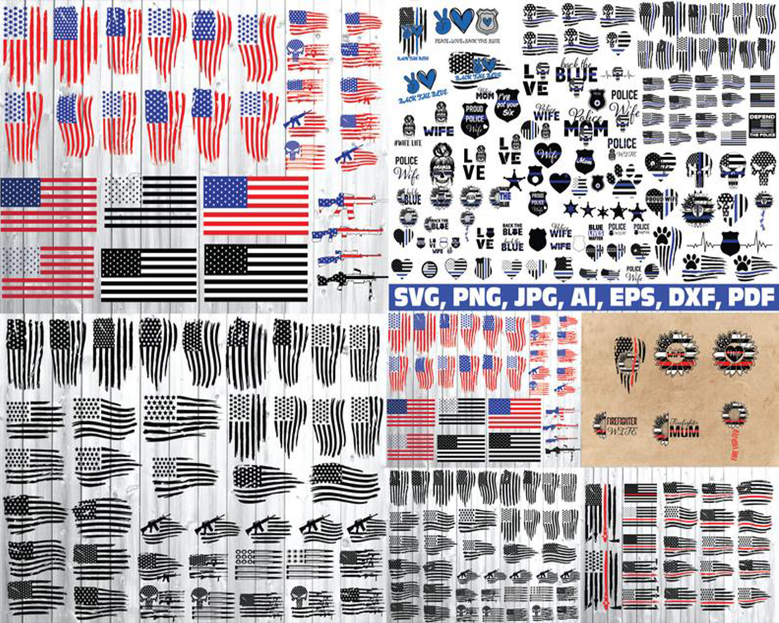 1000 files police,firefighter Flags svg, Digital Download | Inspire Uplift