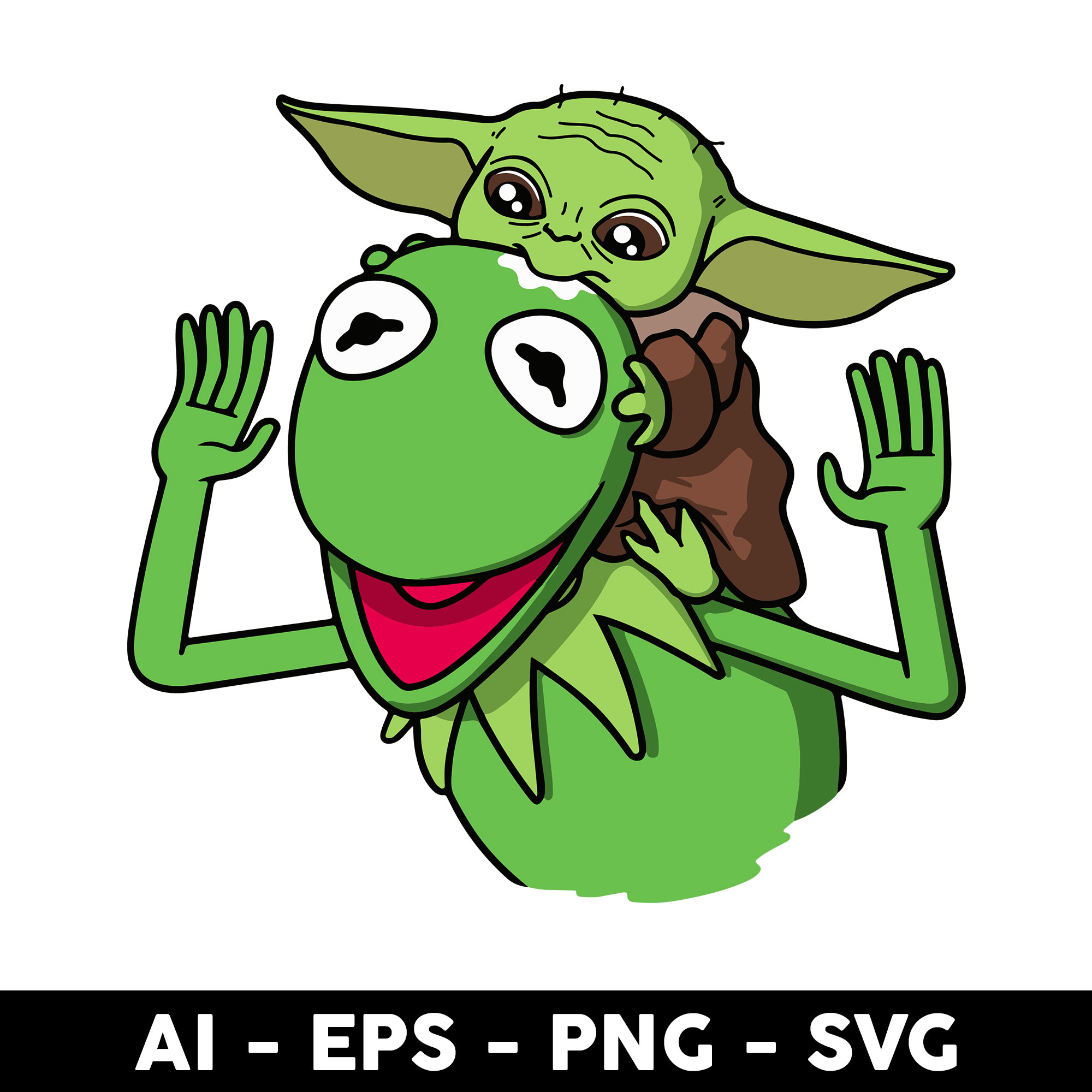 Kermit And Baby Yoda Svg, Kermit Svg, Baby Yoda Svg, Cartoon Inspire