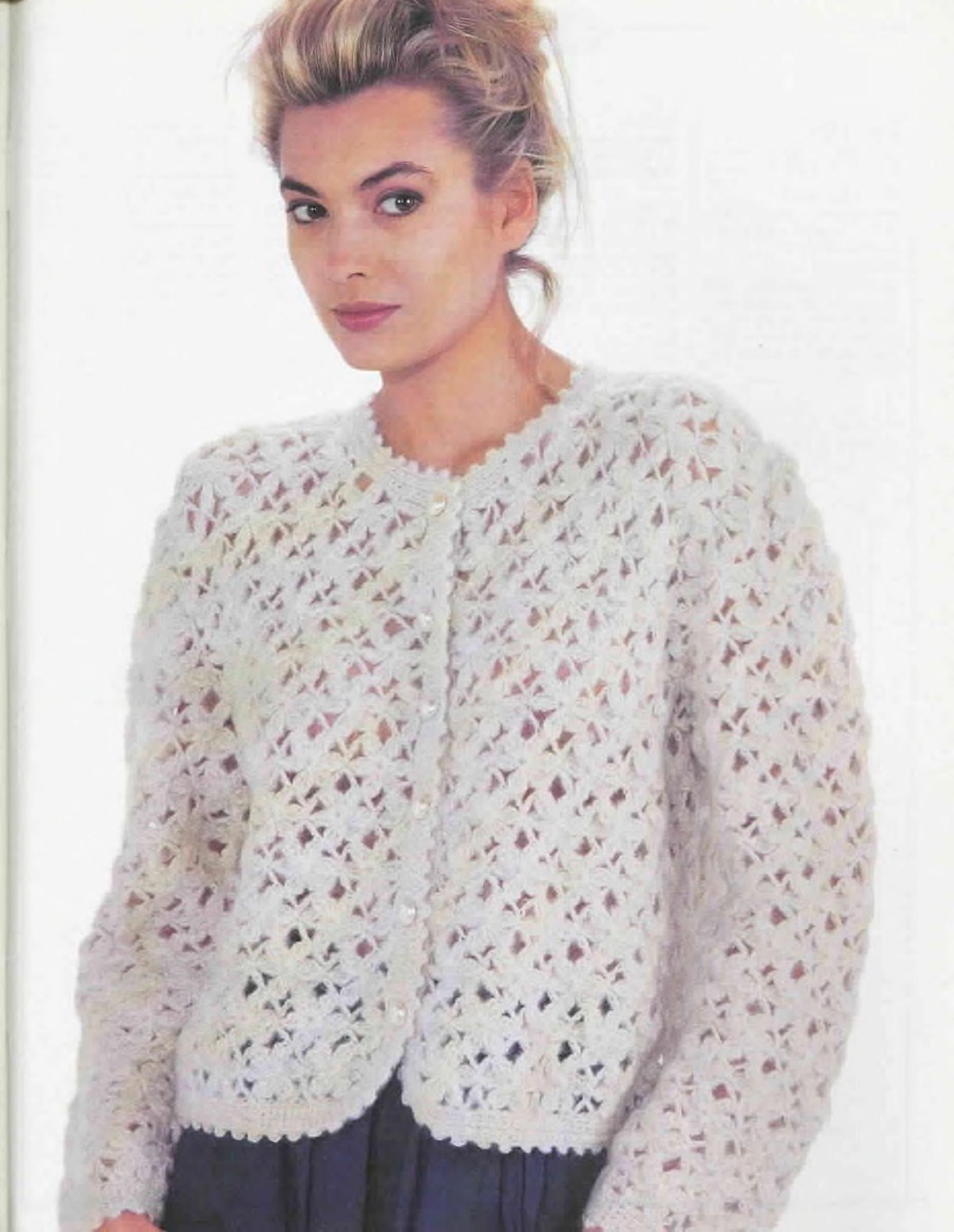 White Cardigan Crochet diagram - Fashion crochet - Digital V | Inspire