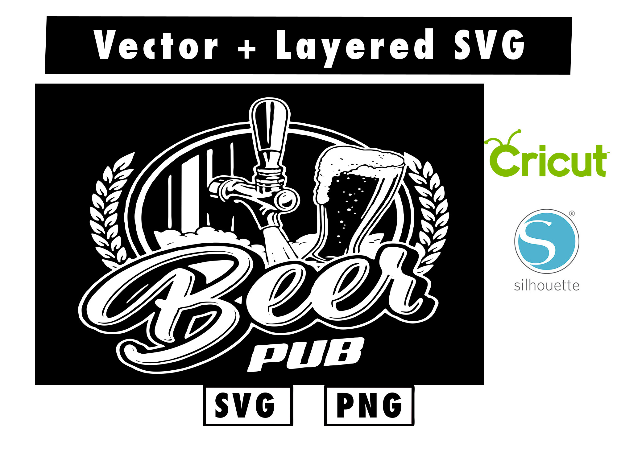 Vintage beer pub logotype concept svg & png files for cricut - Inspire ...