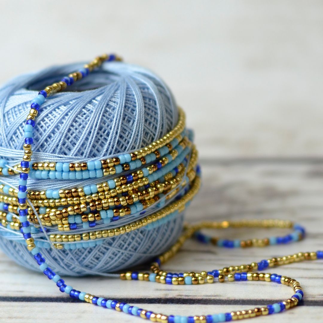 Blue Beaded Bracelet DIY Kit Bead Crochet Jewelry Making