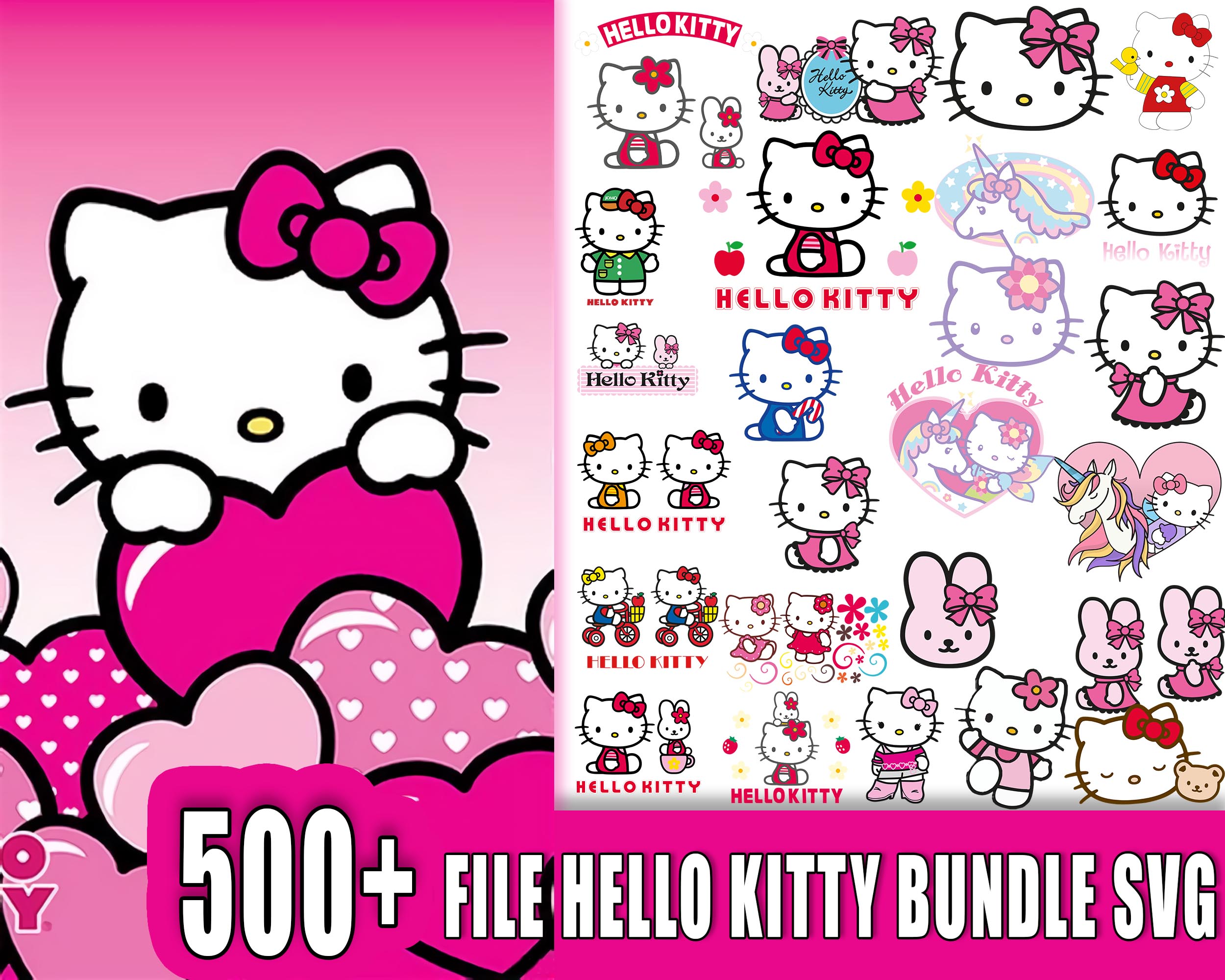 500 file hello kitty svg, Digital Download | Inspire Uplift