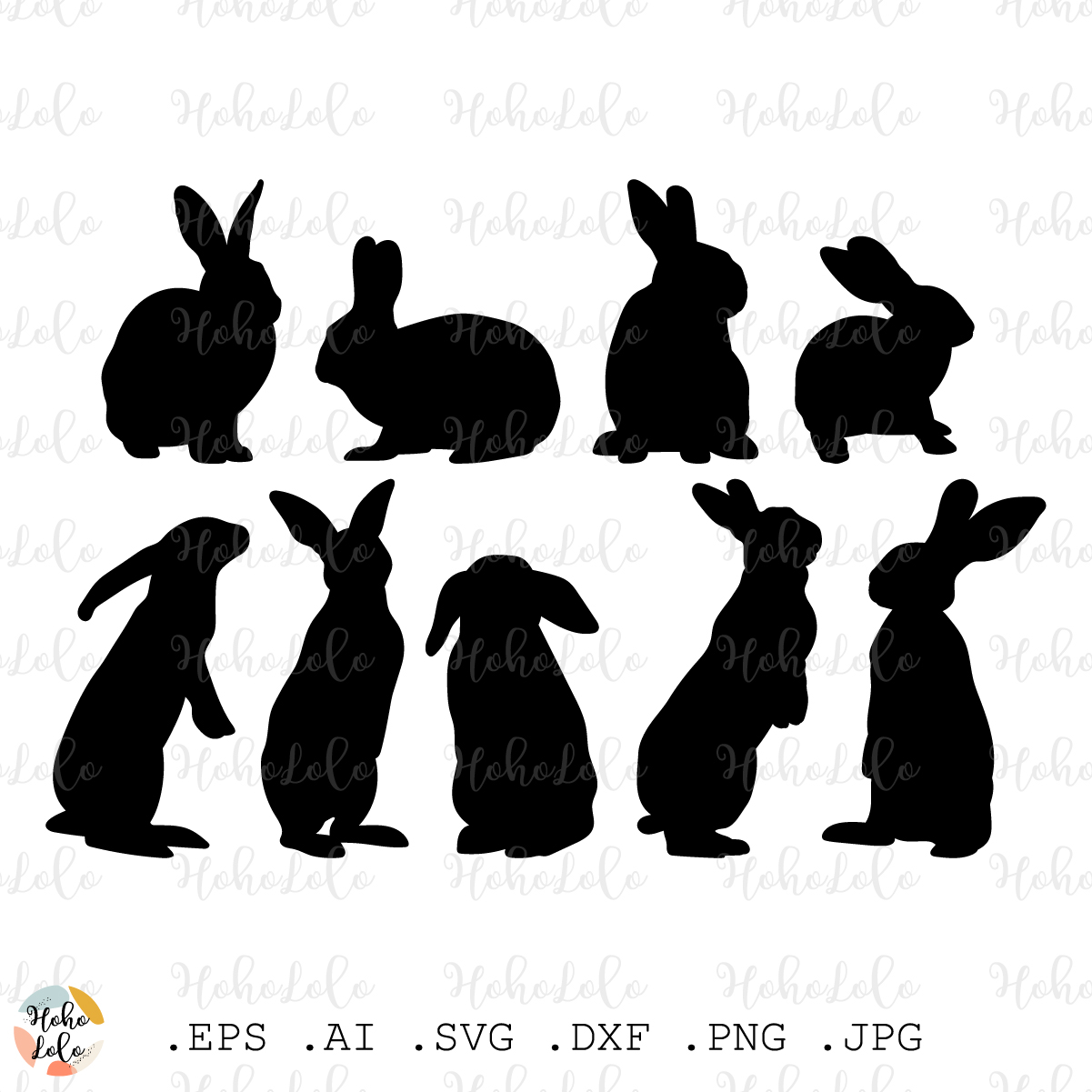 Easter Bunny Svg Rabbit Silhouette Cricut files Stencil Temp | Inspire ...