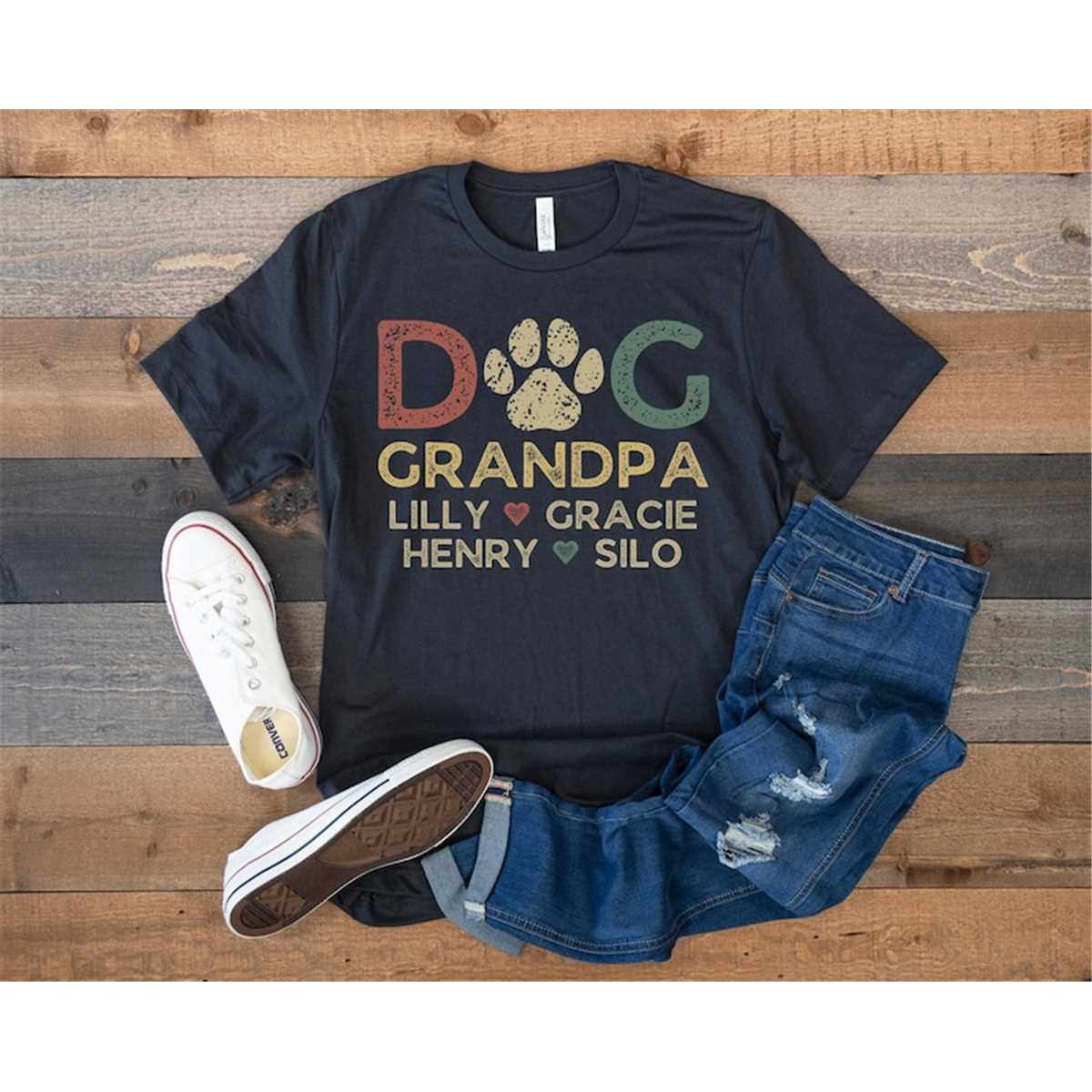 Dog Grandpa Shirt With Dogs Names, Dog Grandpa Gift, Persona Inspire