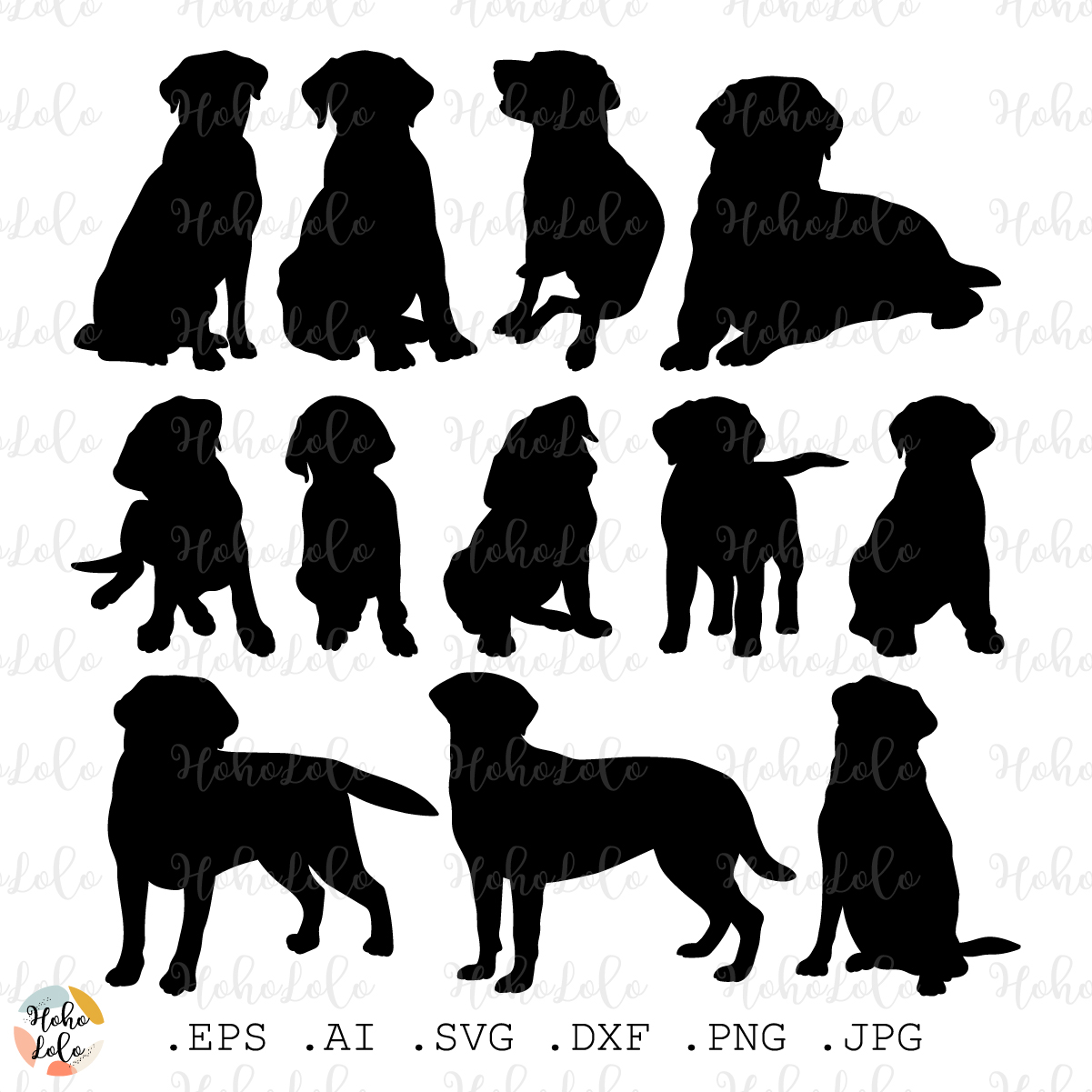 Labrador Svg Silhouette Bundle Cricut files Dog Clipart Png | Inspire ...