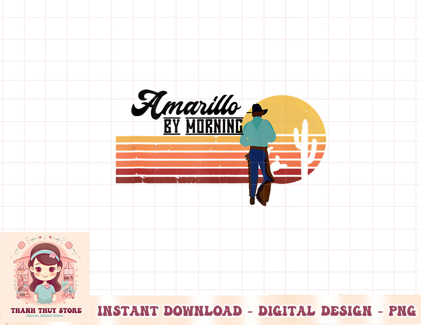 Vintage Cowboy Amarillo By Morning Cactus Western Country pn Inspire