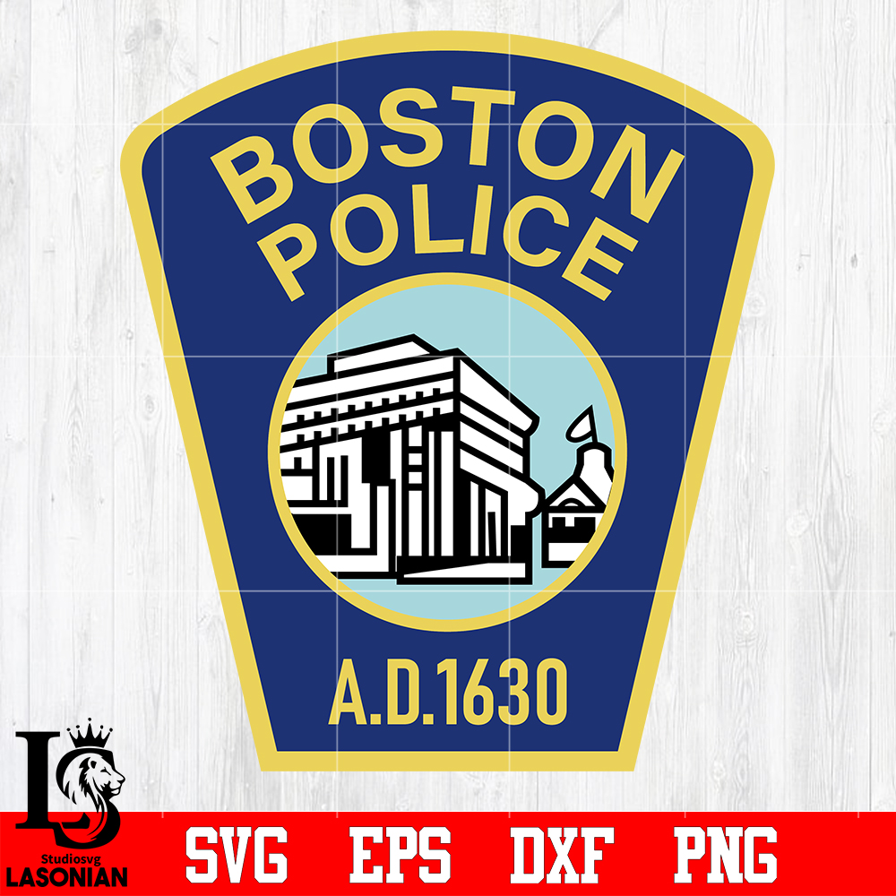 Badge Police Boston A D 1630 svg eps dxf png file, digital d - Inspire