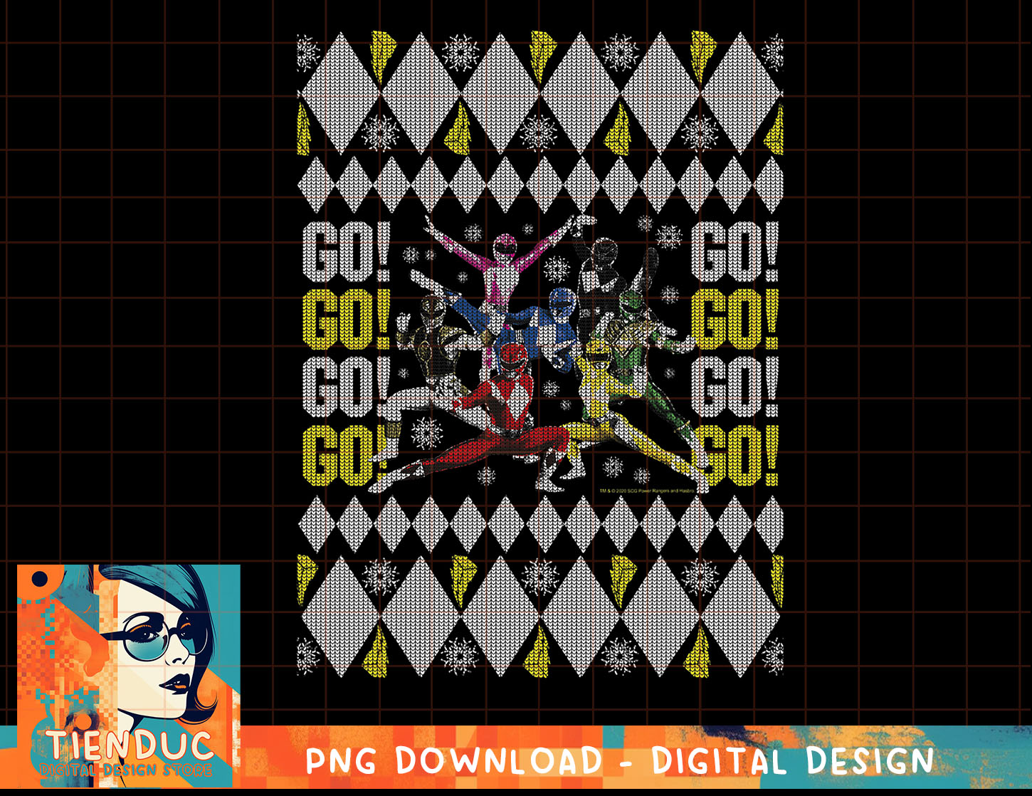 Power Rangers Christmas Ugly Sweater Go Go Group Shot T-Shir | Inspire ...