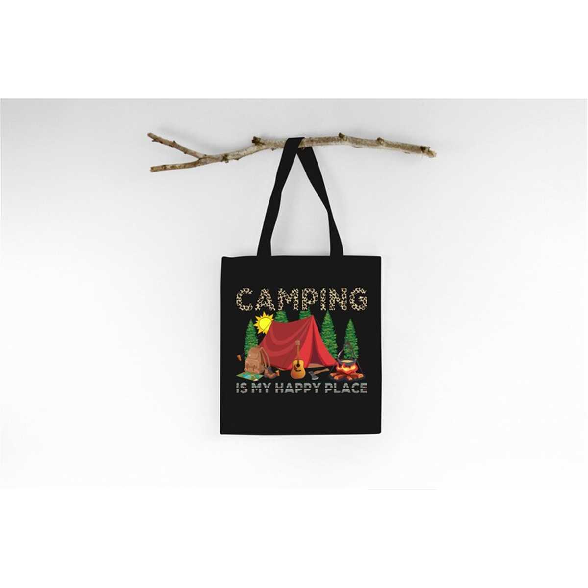 Camping Is My Happy Place Tote Bag, Tote Bag Gift, Camping T Inspire