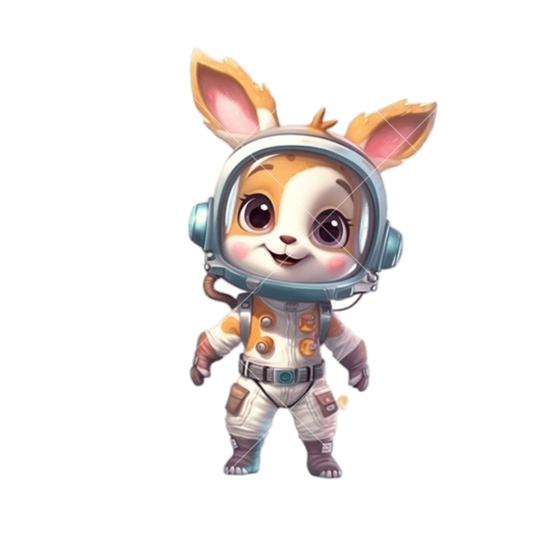 Deer personified dressed as an astronaut cartoon | Inspire Uplift