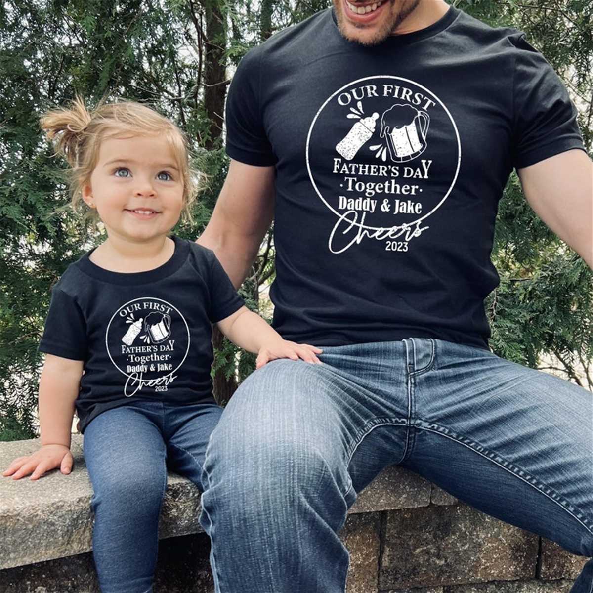 Our First Fathers Day Together Shirt Papa And Kid Matching Inspire