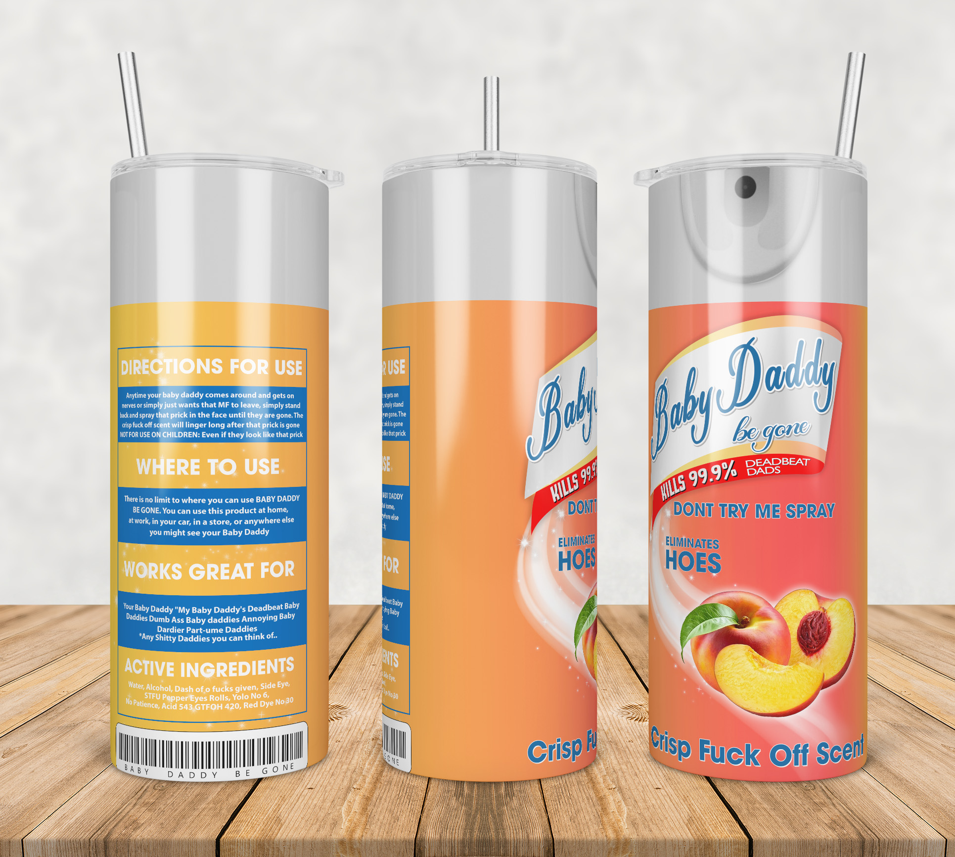 Baby Daddy Peach Tumbler Png, Baby Daddy 20oz Skinny Tumbler Inspire