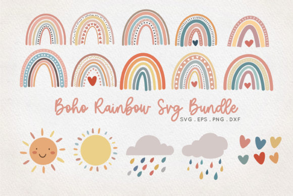 Boho Rainbow Bundle Graphics - svg vector - bohemian rainbow | Inspire ...