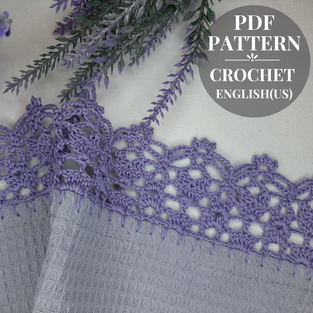 Crochet border pattern, lace trim home decor kitchen, croche Inspire