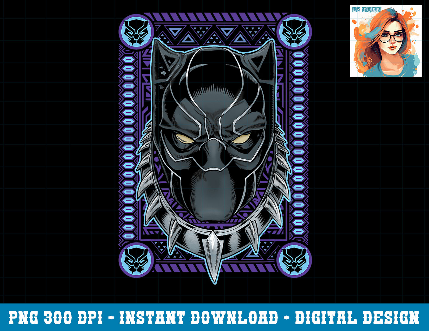 Marvel Black Panther Playing Card Style Graphic png, sublima - Inspire ...