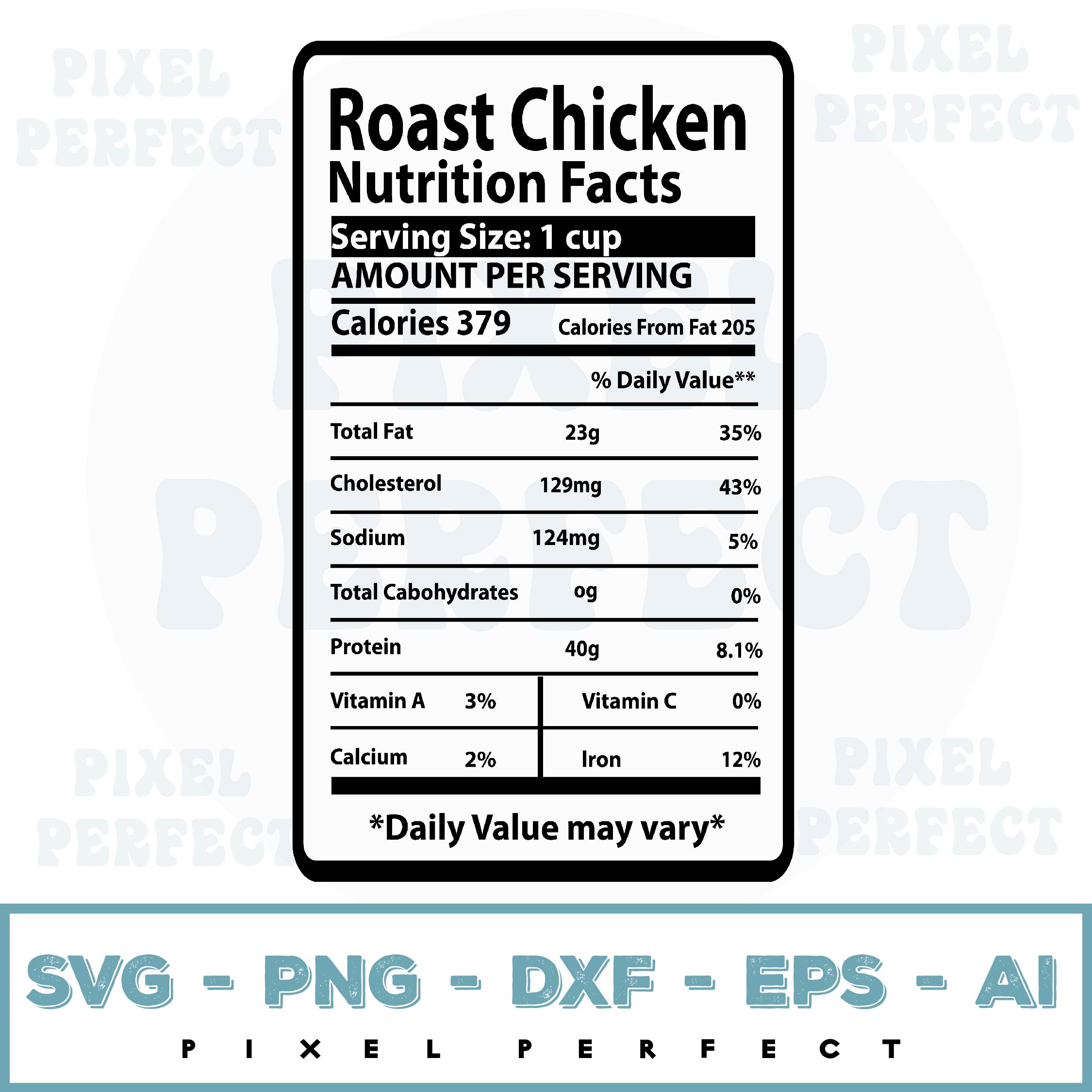 Roast Chicken Nutrition Facts Christmas Svg Inspire Uplift