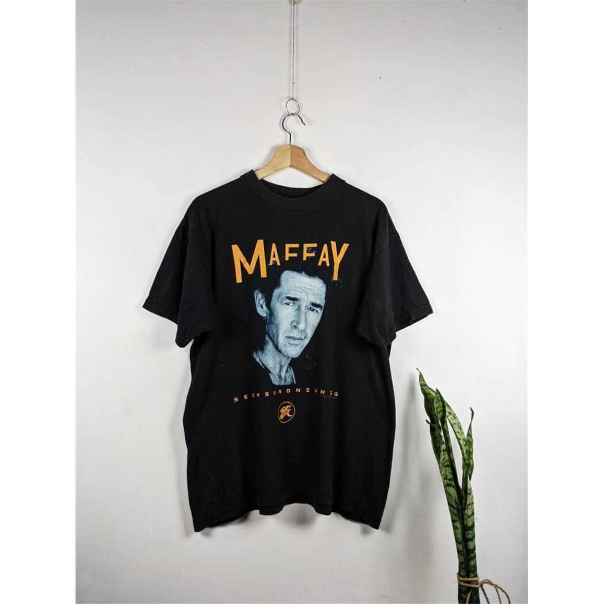 T-shirt Uomo Nera Con Stampa Peter Maffay, Manica Corta, Girocollo, In Cotone Traspirante