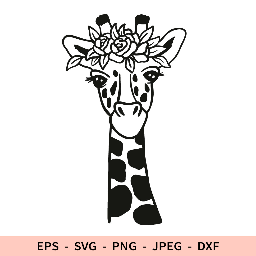 Giraffe Svg Cute Floral Animal Portrait Dxf African Animal w - Inspire