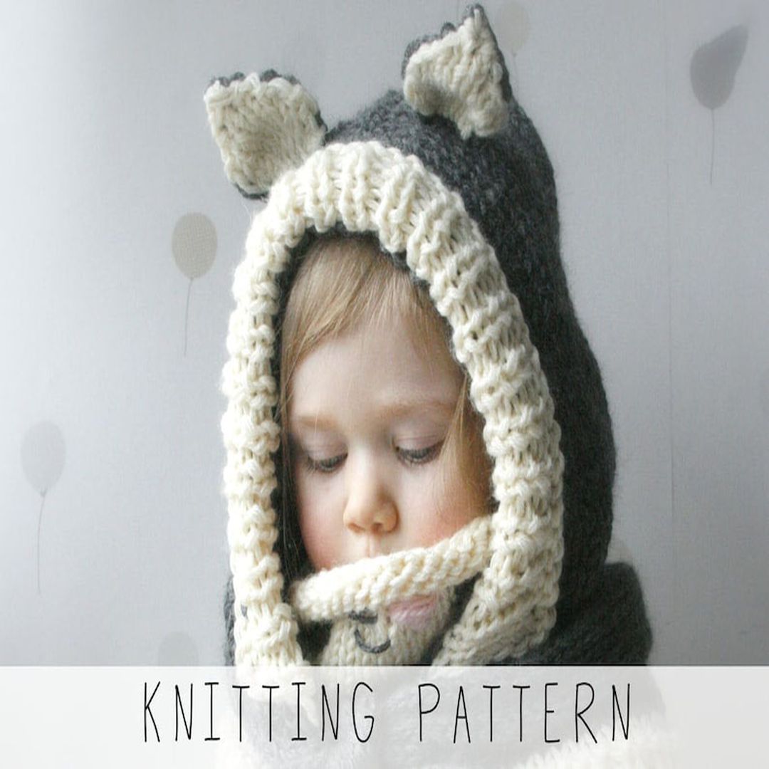 KNITTING PATTERN cat hood x Hooded cowl knit pattern x Knit Inspire
