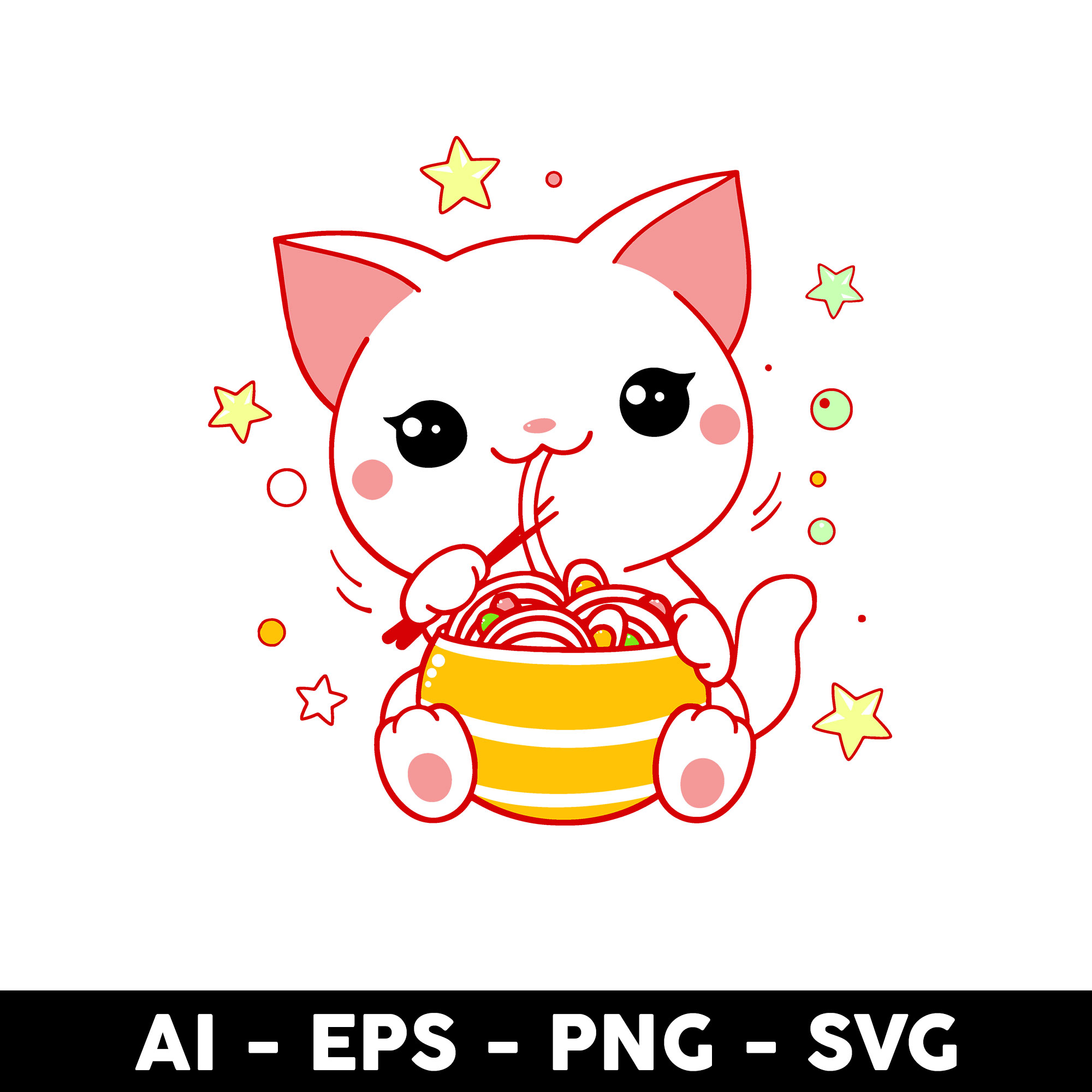 Ramen Cat Kawaii Anime Svg, Cat Svg, Kawaii Cat Svg, Ramen S Inspire