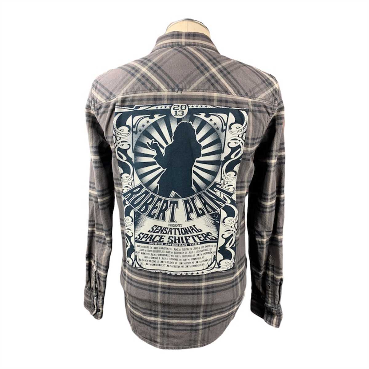 Upcycled Rock Band Flannel Shirt, Custom Robert Plant Led Ze Inspire