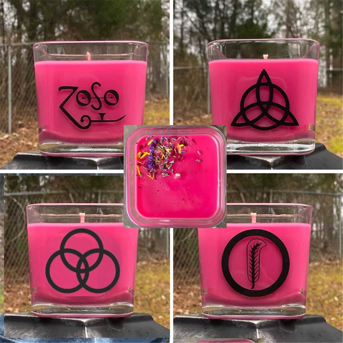 Led Zeppelin Symbol Decal Candle, Pick Wax Color & Scent, On Inspire