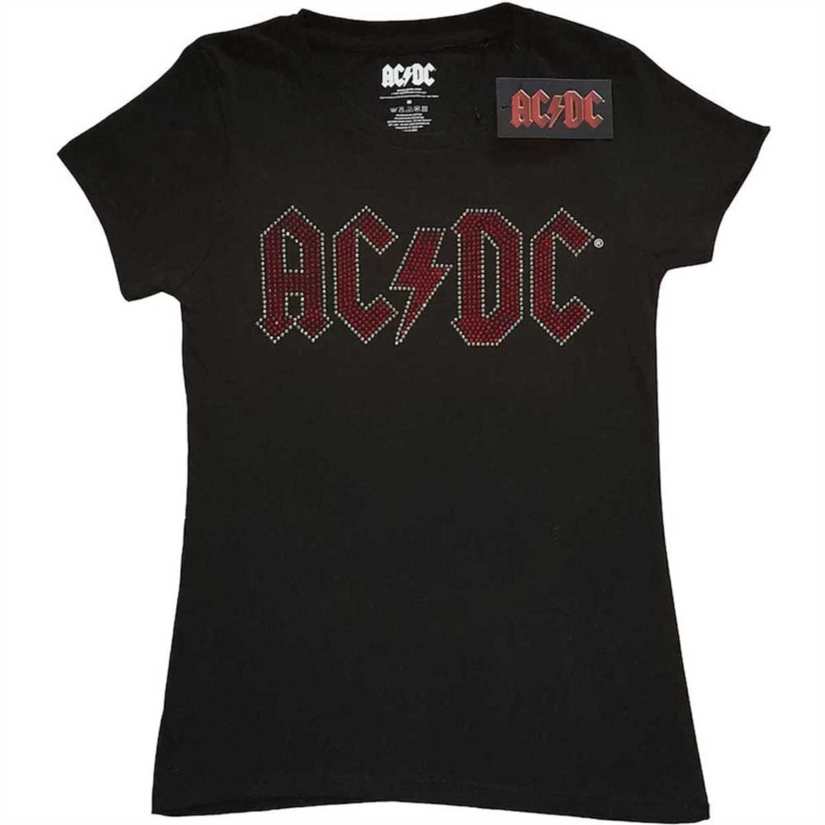 AC/DC Ladies T-Shirt: Full Colour Logo (Diamante) | Inspire Uplift