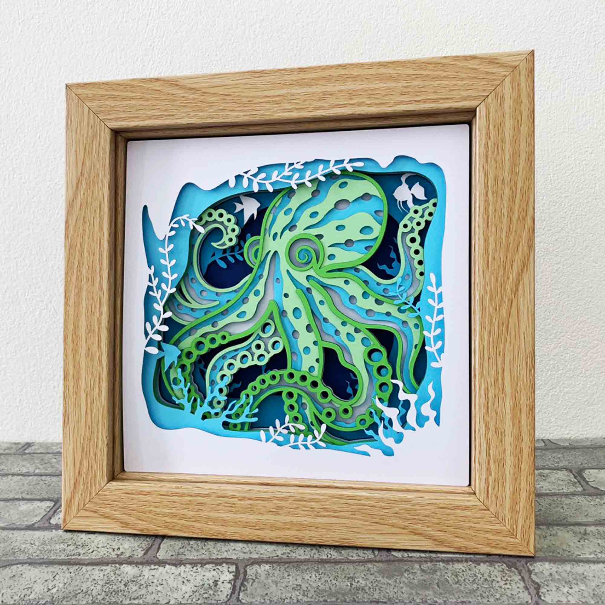 Octopus 3D Shadow Box SVG/ Multilayer Octopus And The Ocean/ | Inspire ...