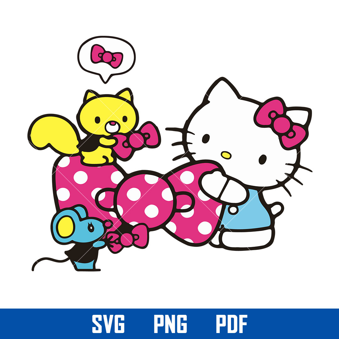 Hello Kitty Bow Svg, Kawaii Kitty Cat Svg, Hello Kitty Cricu Inspire Uplift