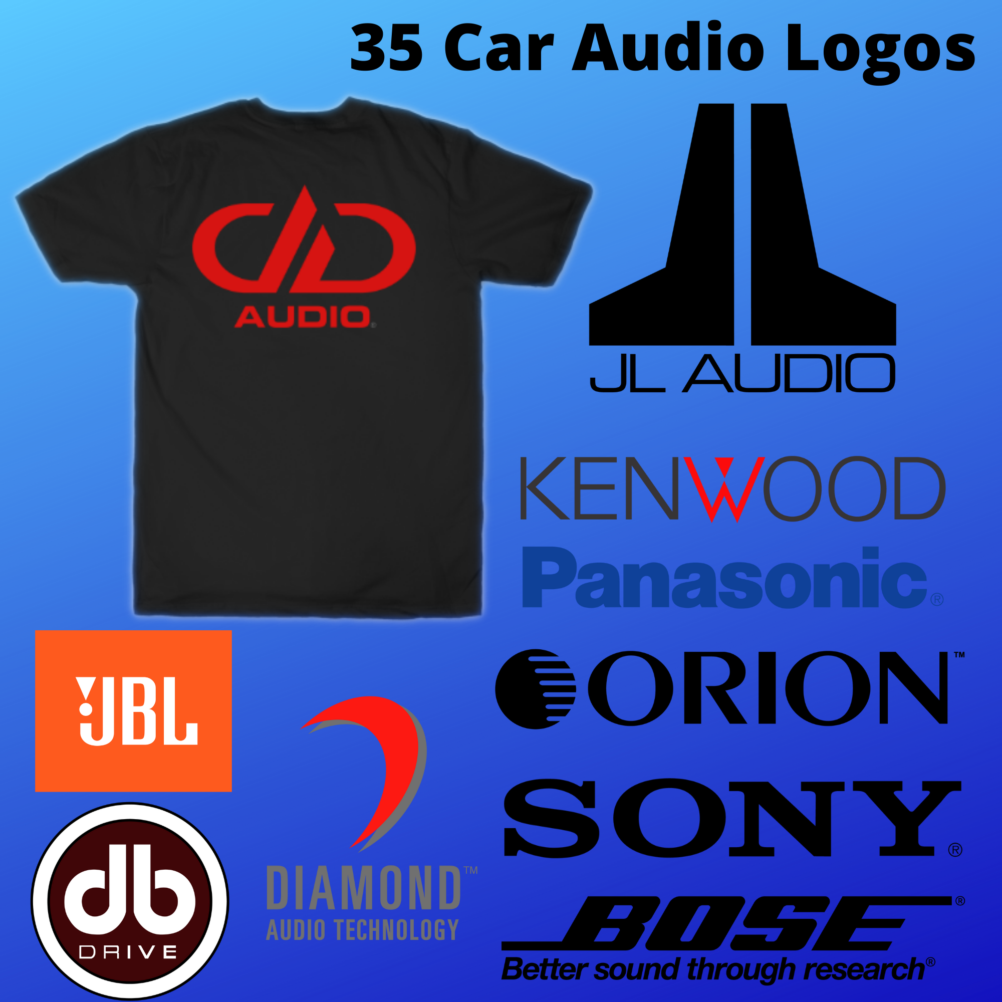 35 Car Audio Brands TShirt Design Bundle PNG Images With Inspire