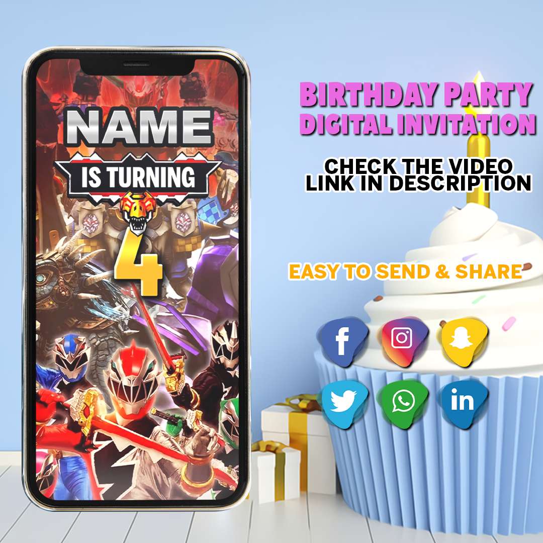 Power ranger birthday invitation, dino fury Animated Invitat | Inspire ...