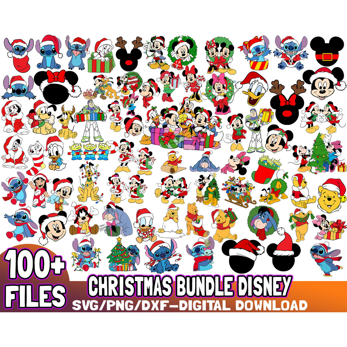 100 Files Christmas Bundle Disney Svg,Mickey Christmas Svg, | Inspire ...