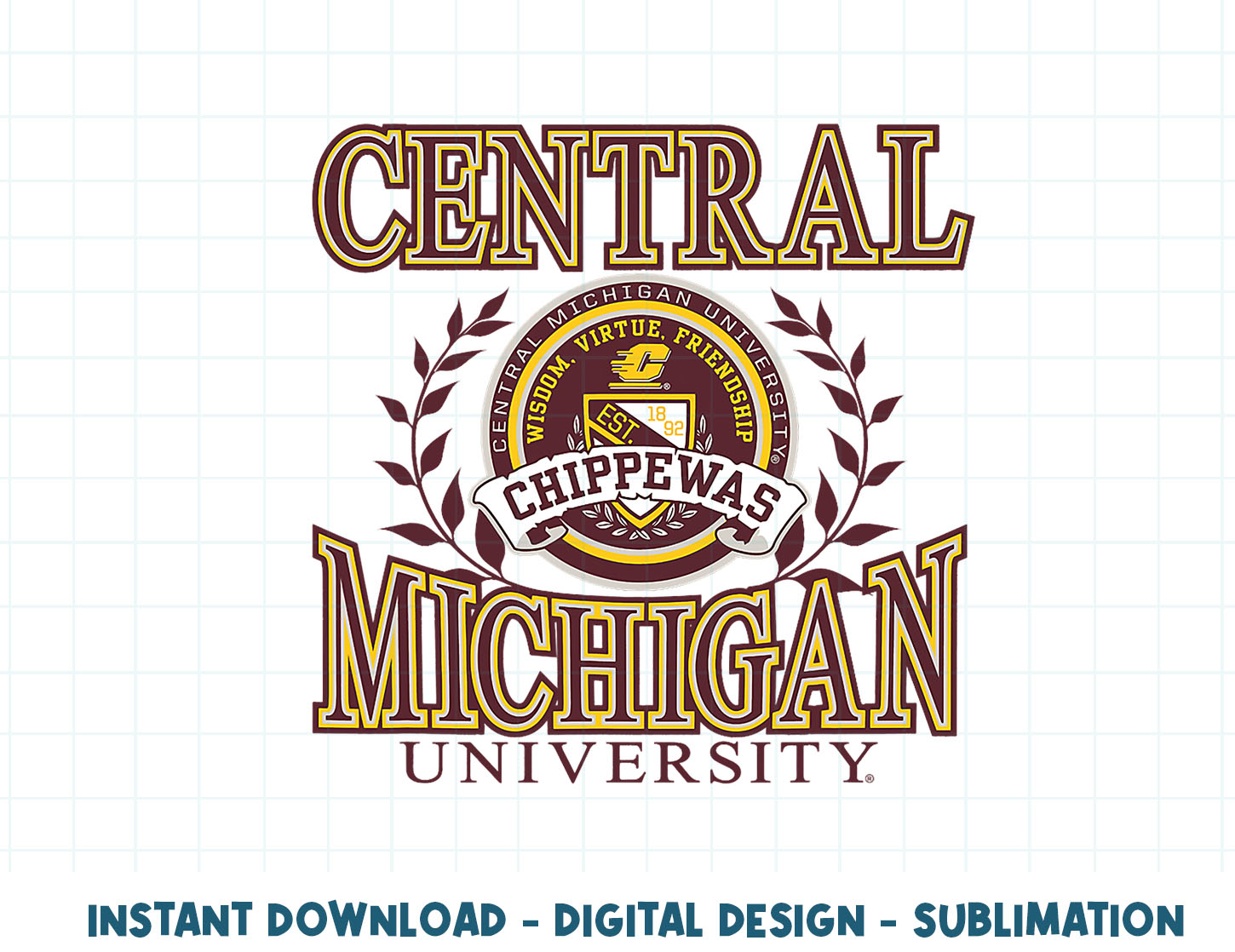 Central Michigan Chippewas Laurels Logo Officially Licensed - Inspire ...