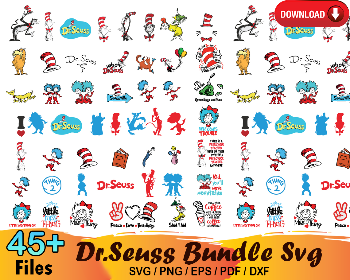 45 Dr Seuss Bundle Svg, Cat In The Hat Svg, Dr Seuss Quotes | Inspire ...