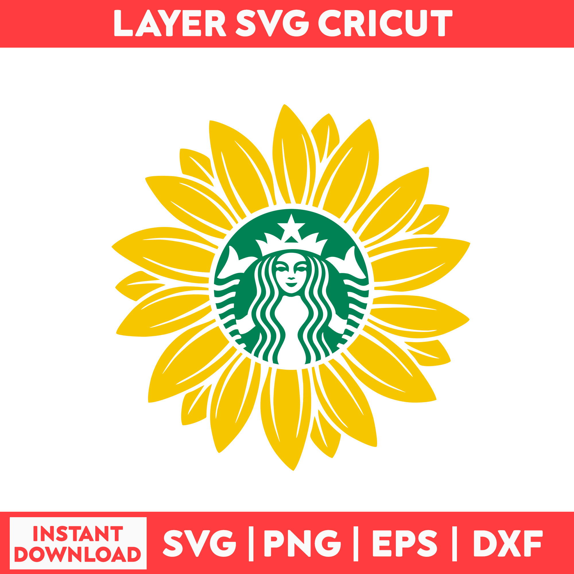 Sunflower Starbucks Svg, Starbucks Svg, Sunflower Svg, Starb