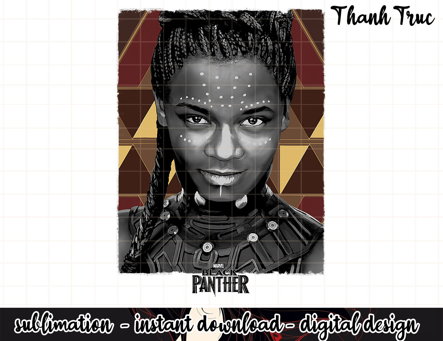 Marvel Black Panther Movie Shuri Portrait Graphic png, subli Inspire — free download