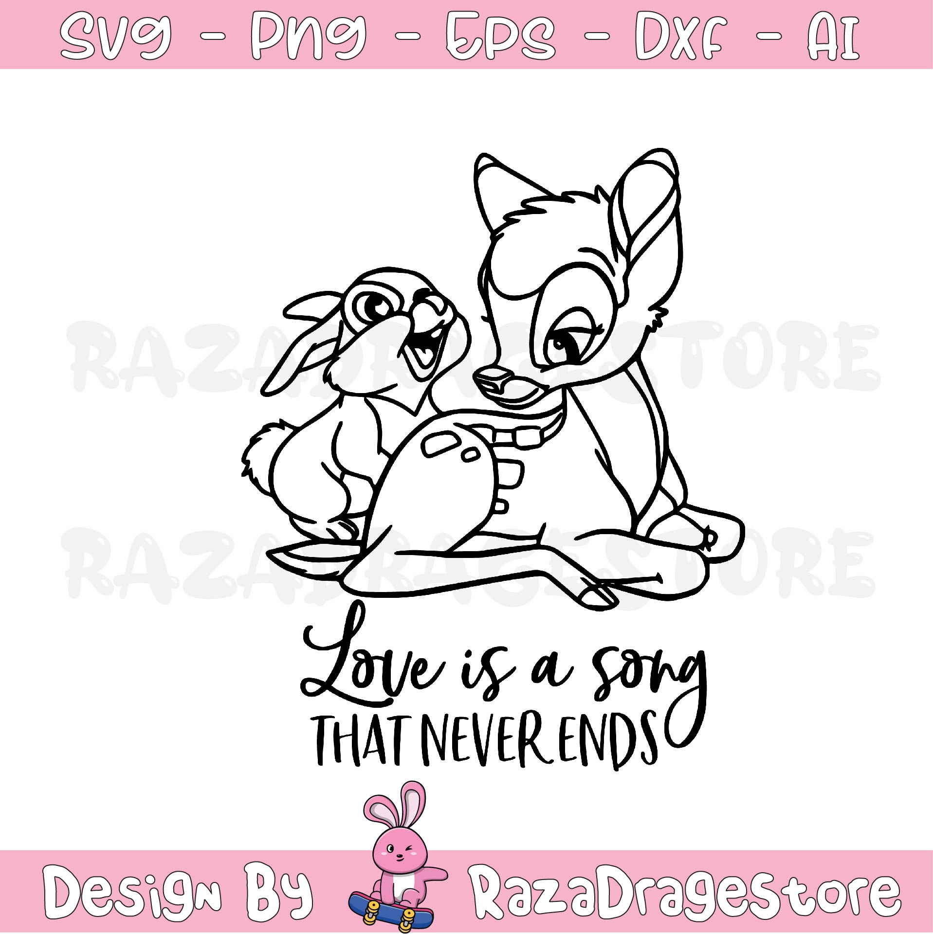 Love Is A Song That Never Ends Svg,Cartoon Svg, Cricut File, | Inspire ...
