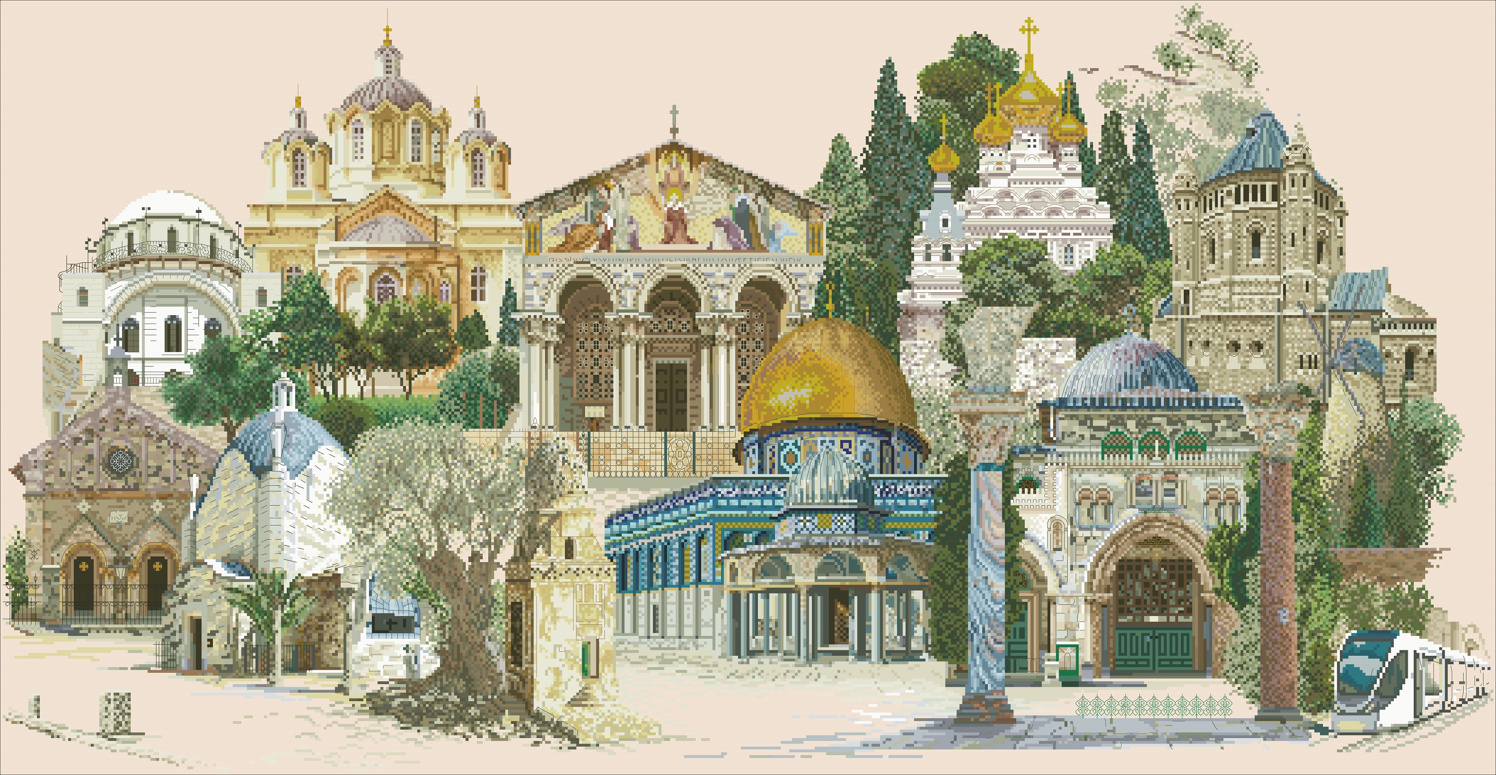 PDF Cross Stitch Digital Pattern The City Jerusalem Em Inspire