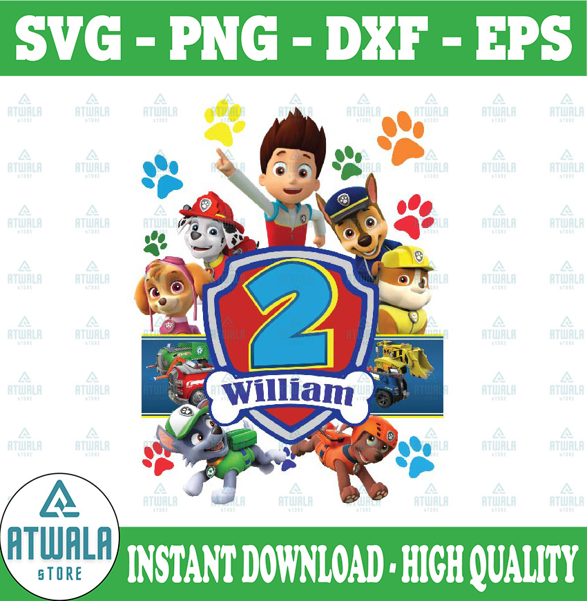 Paw Patrol Birthday Boy Cartoon Customized Png File, Birthd | Inspire ...