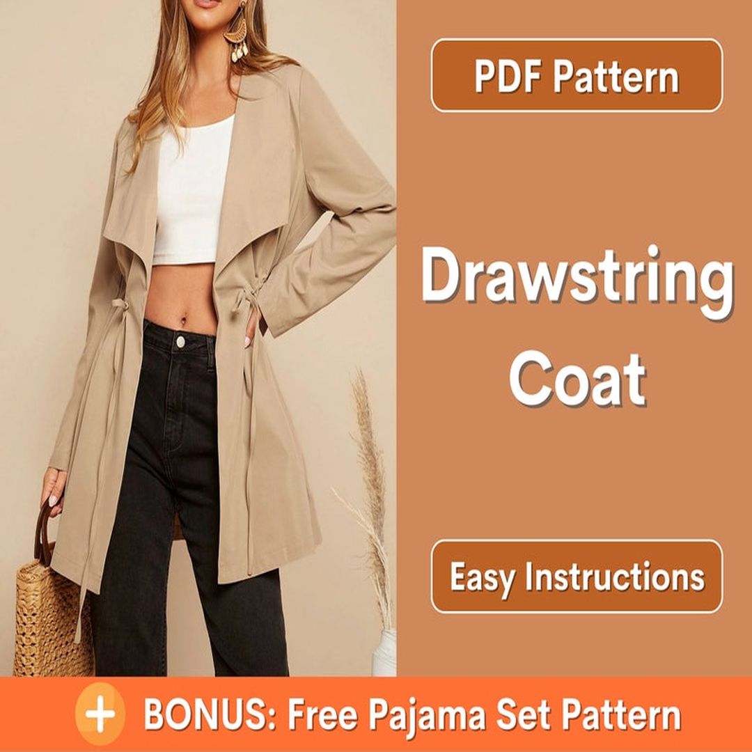 Drawstring Coat Sewing Pattern | Women Sewing Pattern | Wome | Inspire ...