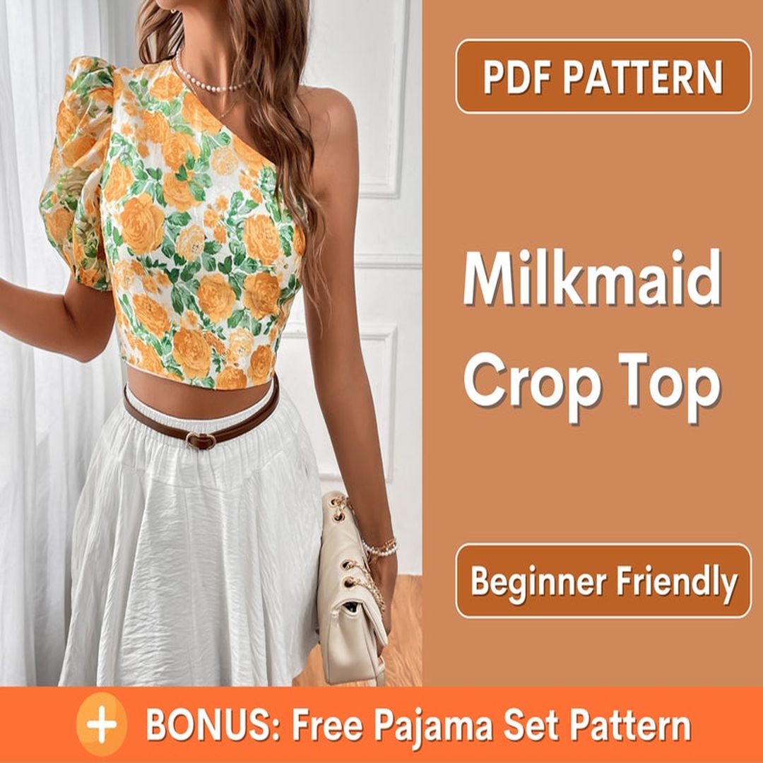 Pattern One Ltd Milkmaid Top Pattern, One shoulder Crop Top Sewing Pattern, | Inspire ...
