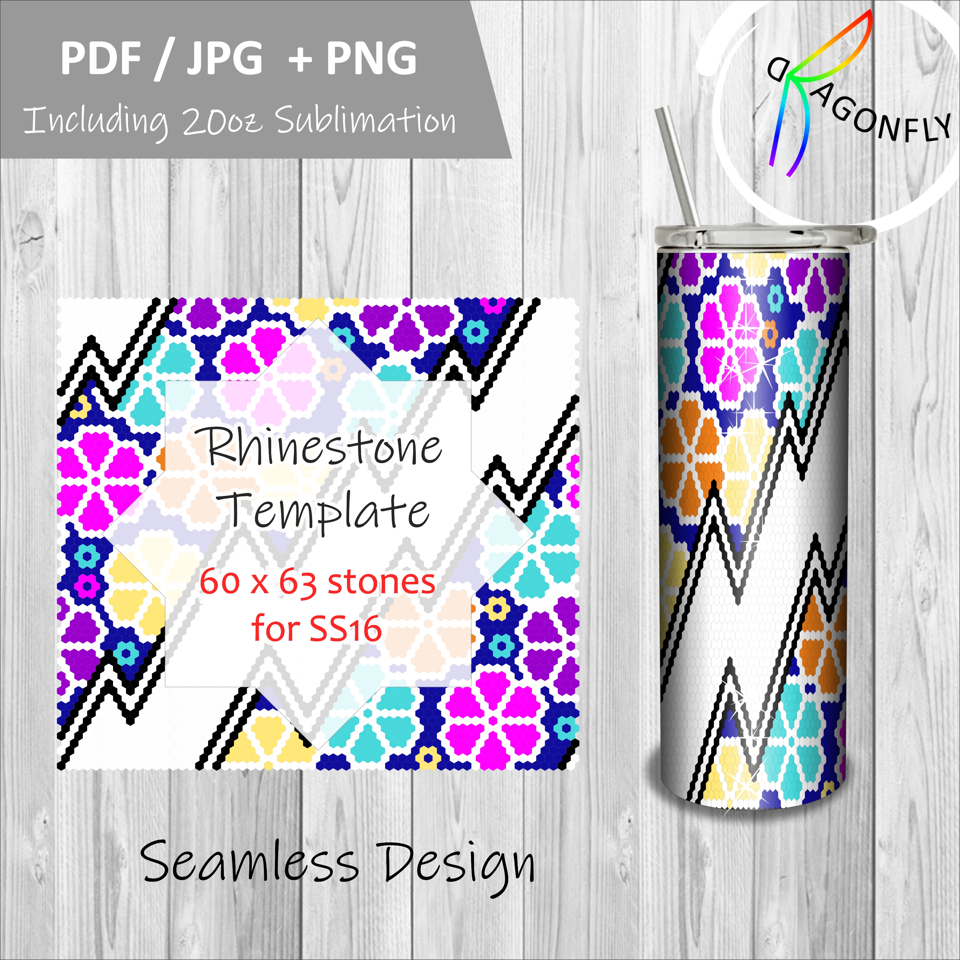 SS16 Rhinestone Tumbler Template / Diamond Pattern / custom | Inspire ...