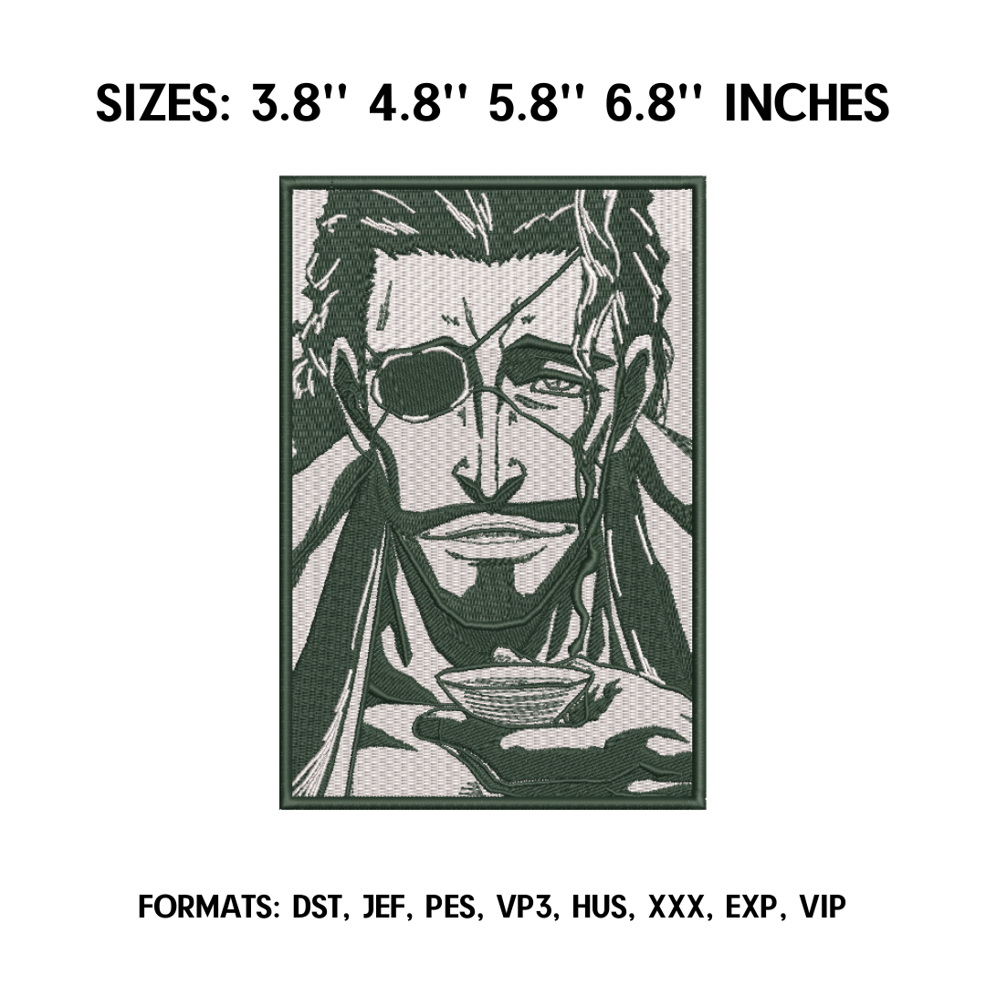 Kyoraku Shunsui Embroidery Design File, Bleach Anime Embroid Inspire