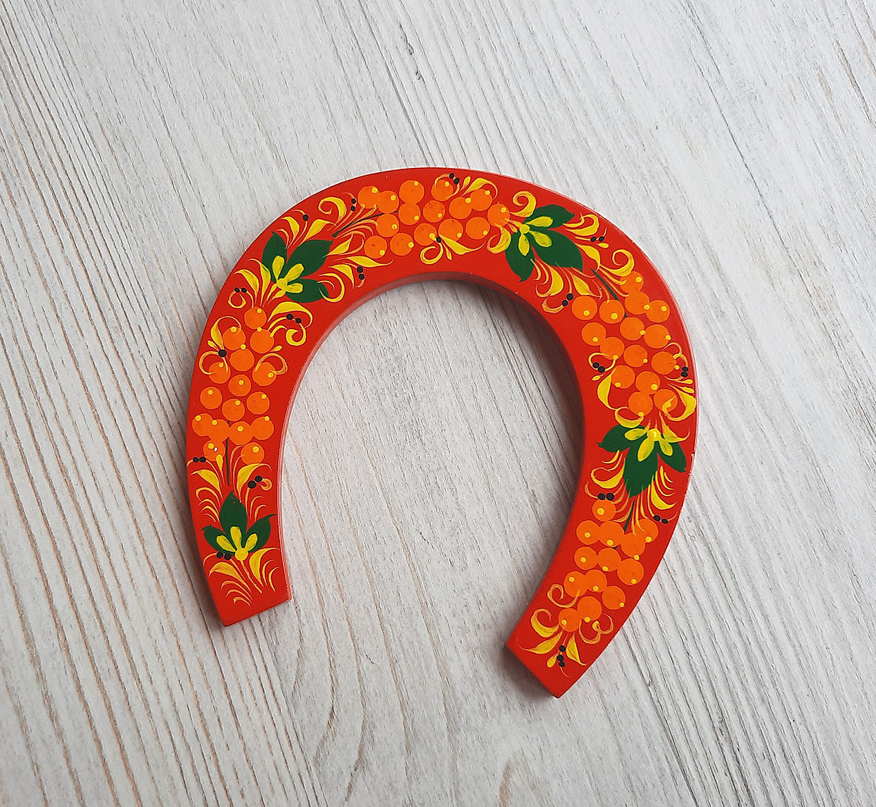 Souvenir wooden horseshoe handpainted Russian khokhloma p Inspire