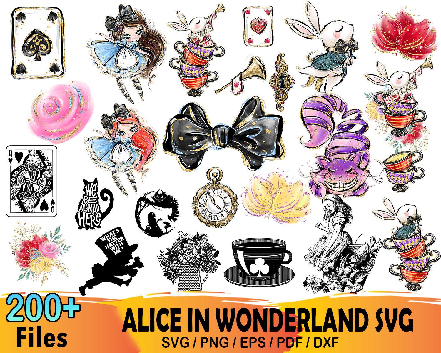 200 Alice In Wonderland Svg Bundle, Disney Svg, Alice Clipar | Inspire ...