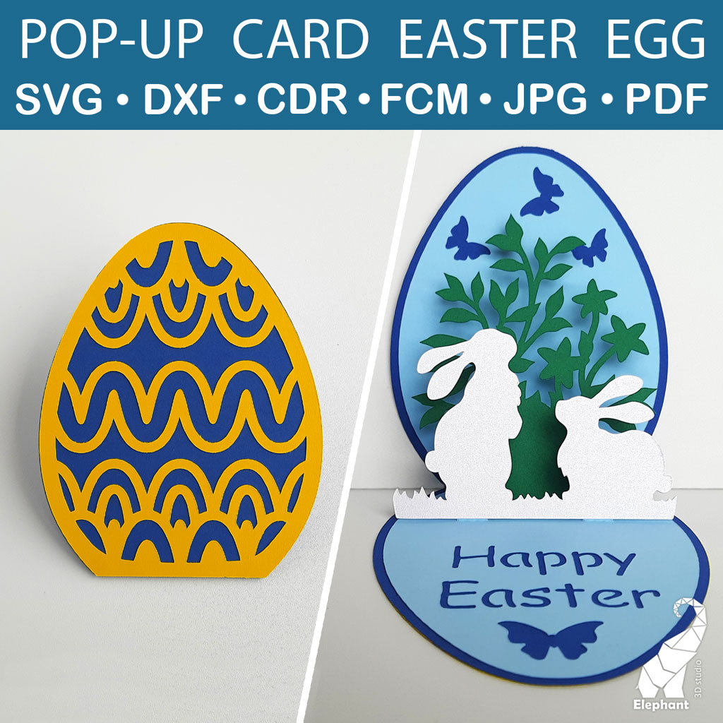 3D pop-up layered Easter card with bunny SVG for Cricut, DXF | Inspire ...