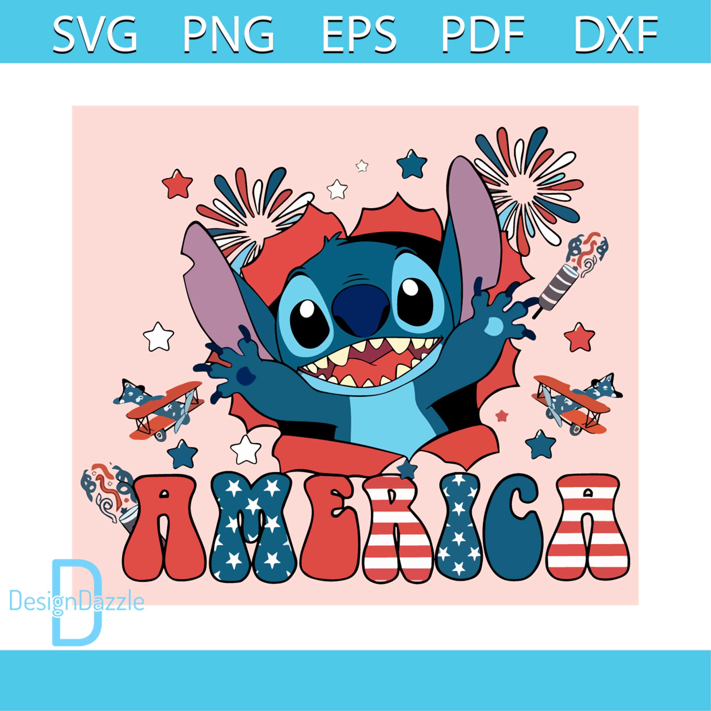 Stitch 4th of July Disney Independence Day SVG Graphic Desig | Inspire Uplift